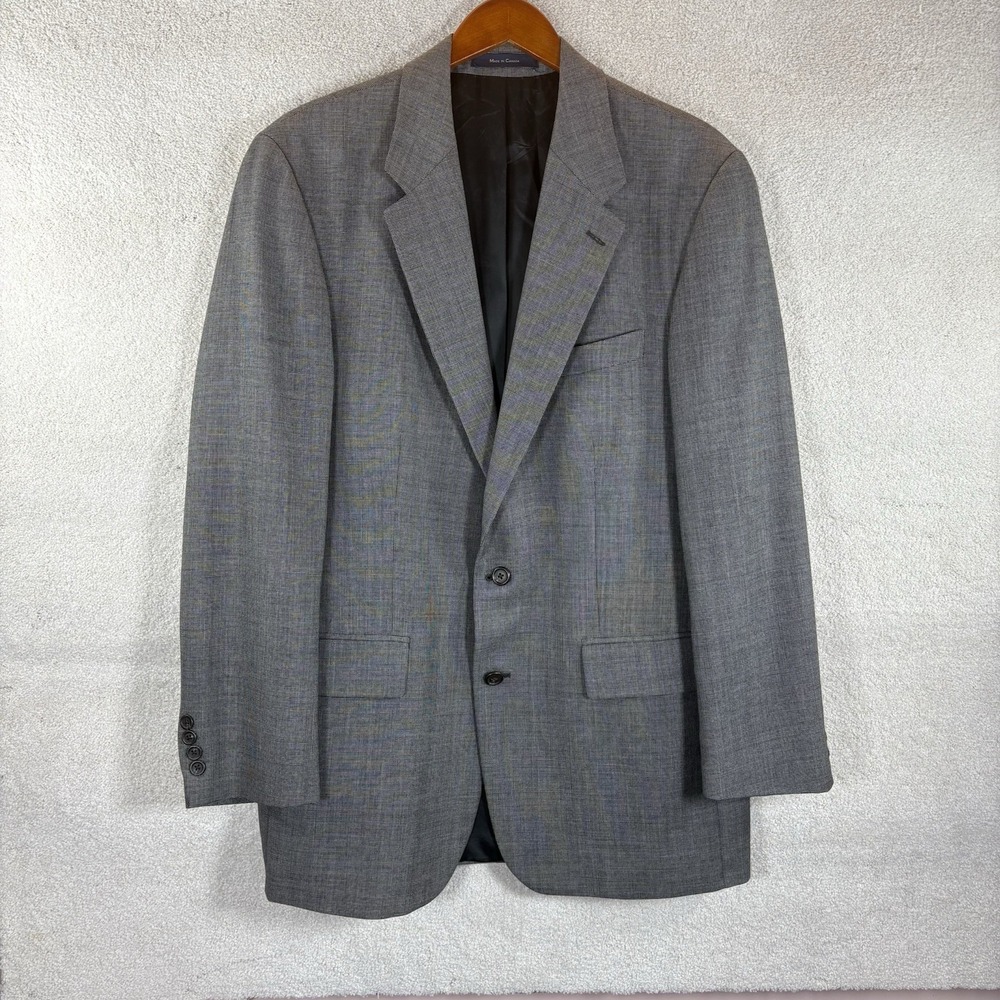 RALPH Ralph Lauren Mens 44L‎ Wool Sport Coat Blazer Black Gray Plaid 2 Button